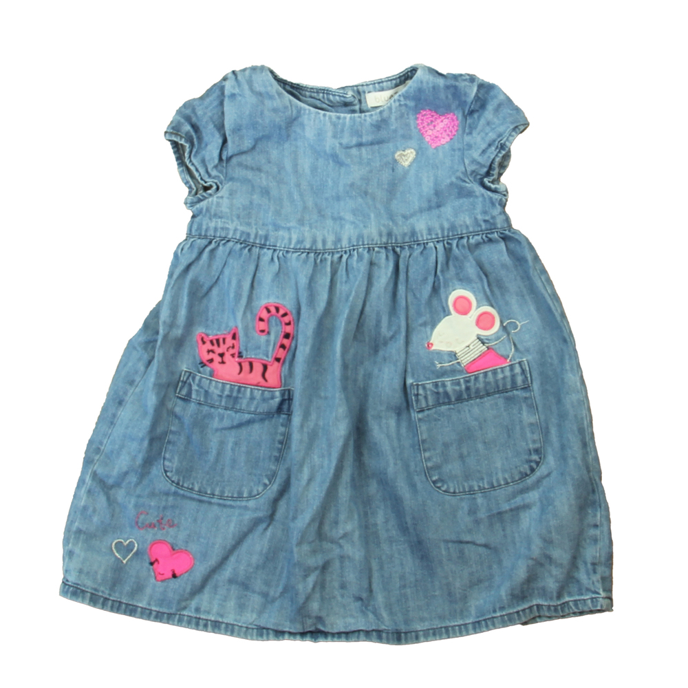 Bluezoo Girls Blue | Pink Cats | Mouse Dress size: 12-18 Months